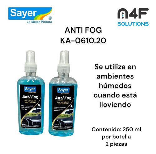 Anti Fog Sayer Anti Empañante Para Cristales Ka-0610 2 Pza