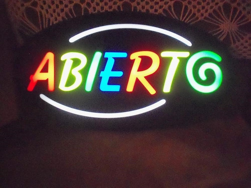 Cartel Led Fotocopia Abierto Libreria 25x50 Nacional Color Rgb