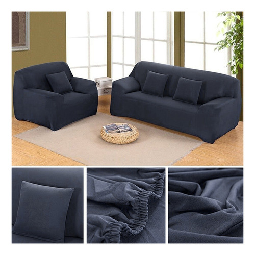 Funda Protector Sillon Sofa 1 Cuerpo Ajustable Elastizada Ax Color Gris Azulado