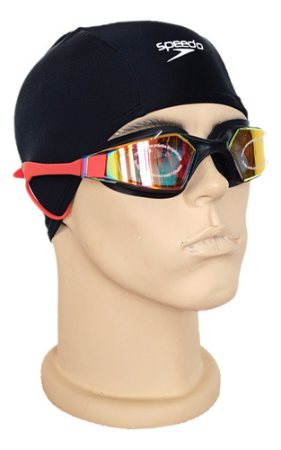 Lentes De Natación Espejados Con Tapones Integrados + Gorra