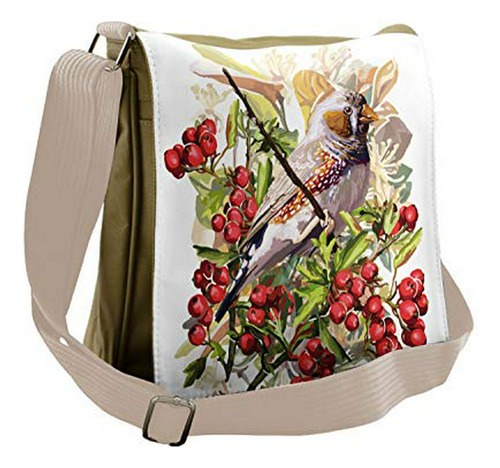 Bolso De Mensajero - Ambesonne Rowan Bag, Colorful Bird And 