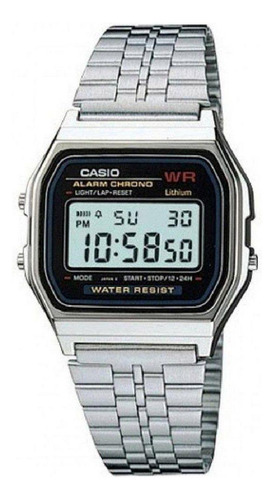 Relógio Casio Unisex Vintage A159wa-n1df Prateado Prateado Preto
