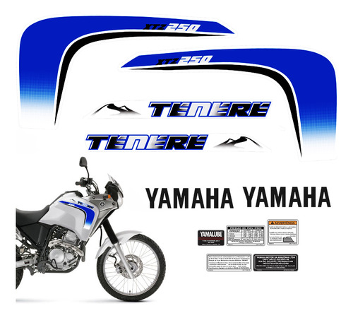 Faixa Tenere Xtz 250 Moto Yamaha Adesivo Azul 2011/2012