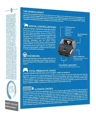 Cronus Zen Adaptador Para Ps4, Ps5, Xbox One, X/s Com Mods