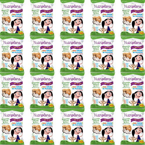 Kit 20 Rosquinha Sem Açúcar Coco Show Da Luna Nutripleno 30g