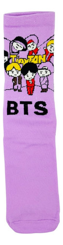 Calcetas Bts Bt21 3 Pares Agua Rosa Negro Estampado 22-28