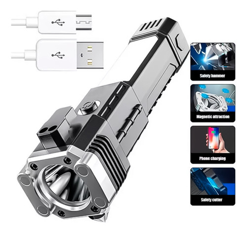 Set 2 Linternas Martillo Recargable Usb Power Bank