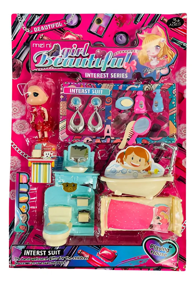 Conjunto de beleza e acessórios para bonecas em brinquedos Blister