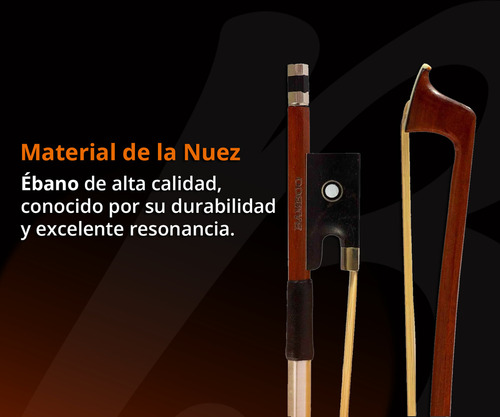 Arco De Violín 4/4 Y 3/4 Con Nuez De Ébano Color Marrón