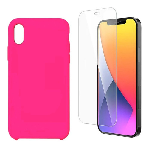 Imagen 1 de 2 de Carcasa Silicona + Lamina Para iPhone XR