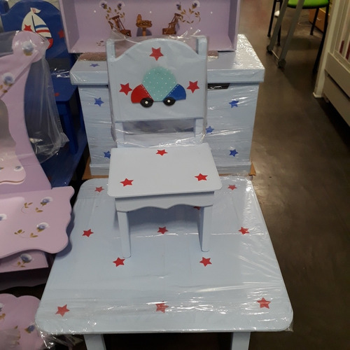 Juego De Mesa Y 2 Sillas Infantil Pintada Decorada