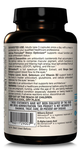 Jarrow Formulas Vision Optimizer Suplemento Visión 90 Caps