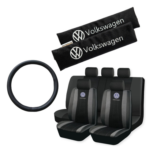 Funda Tela Ecocuero Y Cubre Cinto Volkswagen + Cubre Volante