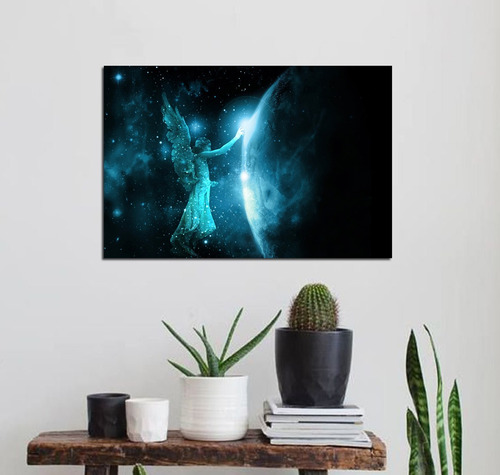 Vinilo Decorativo 40x60cm Angel Cosmos Galaxia Planeta Luz