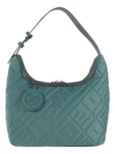 Bolsa Hobo Cloe Para Mujer Textil Acolchada Con Charm Color Azul Petróleo