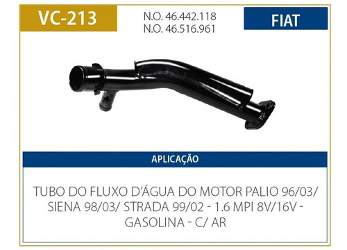 Tubo Agua Fiat Palio 1.6 8/16v 96/03 / Siena 1.6 8/16v 98/03