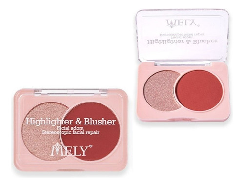 Rubor Compacto Con Iluminador Acabado Mate Mely 8gr Tono Del Maquillaje 02