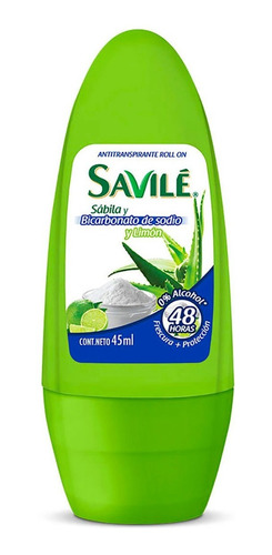 Desodorante Savilé Sábila Bicarbonato Y Limón Roll On 45ml