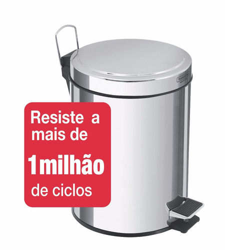 Imagem 4 de 11 de Lixeira Inox Tramontina Com Pedal Em Aço 5l 94538105 Cor Cinza