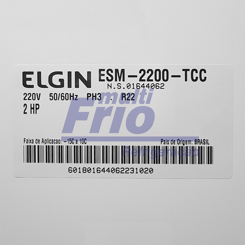 Unidade Condensadora 2 Hp Elgin Esm 2200 Trifásico R22