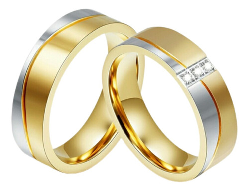 Aros Par Alianzas Matrimonio  Oro18k Cristales Joyeria Gold