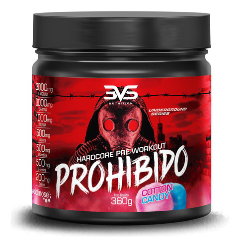 Pré Treino Prohibido 360g Algodão Doce 3vs Nutrition