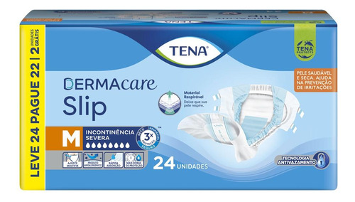 Fralda Geriátrica Tena Slip Dermacare M Leve 24 Pague 22