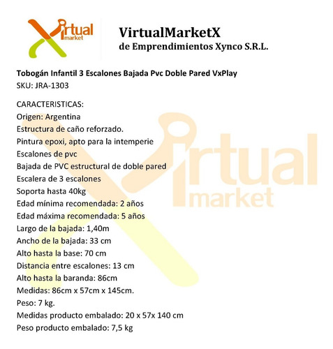 Combo Tobogan 3 Escalones + Hamaca Columpio Tabla Vxplay