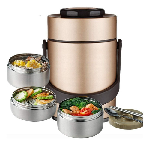 Lunchera Vianda Conservadora Redonda Térmica Acero Inox 1.6l