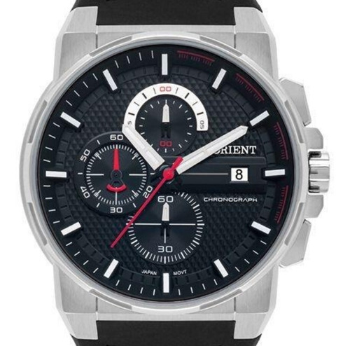 Relógio Masculino Prata Orient Cronógrafo Com Data Silicone