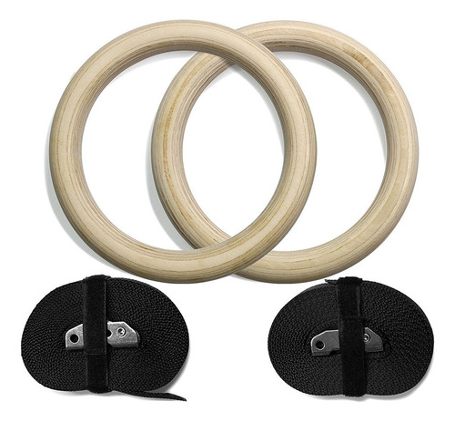 Anillos De Gimnasia De Madera Con Correas Ajustables Para Ni