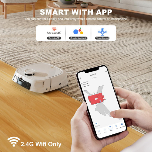 Robot Aspirador Tecbot M1 Pro Para El Hogar Con Lidar White