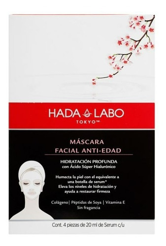 Imagen 2 de 2 de Hada Labo Mascara Facial Anti-edad 20 Ml Caja Con 4 Piezas.