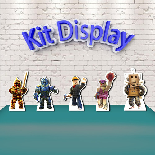 Kit 5 Displays De Mesa Roblox Decoracao Mercado Livre - kit decoração festa roblox painel 5 displays