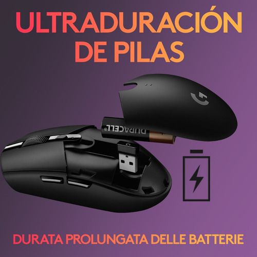 Imagen 9 de 10 de Mouse gamer inalámbrico Logitech Serie G Lightspeed G305 black