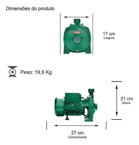 Bomba Centrifuga Thebe B-15 1.5cv Monofásico Cor Verde