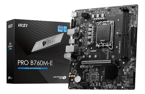 Motherboard Msi Pro B760m-e Ddr5 Lga 1700 Intel Color Negro