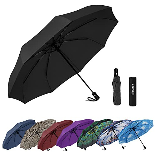 Paraguas Compacto De Viaje A Prueba De Viento Color Negro