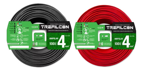 Combo 2 Rollos Cables Uni 4 Mm Trefilcon - R/n - 100 Mtr