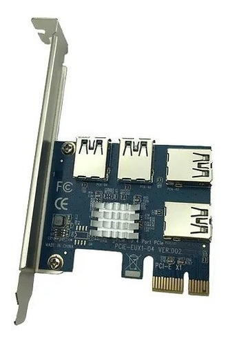Imagen 4 de 6 de Adaptador Pcie 1x A 4 Usb Multiplicador Riser Mineria Cripto