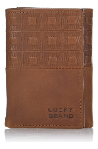 Lucky Brand Trifold Rfid A Cuadros Para Hombre, Marron, Osfa