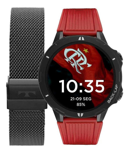 Relógio Technos Connect Masculino Smartwatch Flamengo Cor da caixa Preto Cor da pulseira Preto/Vermelho Cor do bisel Preto Desenho da pulseira Mash