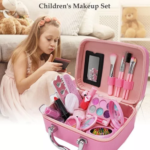 Mala De Maquiagem Para Crianças Kit Lavável Com Caixa Portátil
