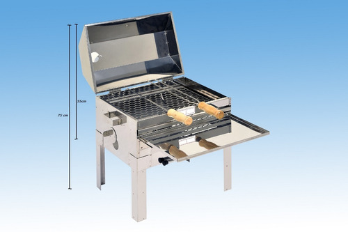 Churrasqueira Inox Barco Lancha C/ Bandeja Espetos 35 X 45