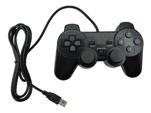 Controle Joystick Usb Analógico Dupla Vibração Pc Notebook Cor Preto Preto