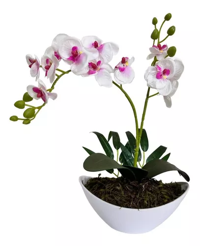 Orquidea Artificial Vaso Arranjo Flores Artificiais Promoção