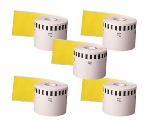 5 Rollos Para Brother Ql700, Ql800 Dk2205 62mm Amarillo 