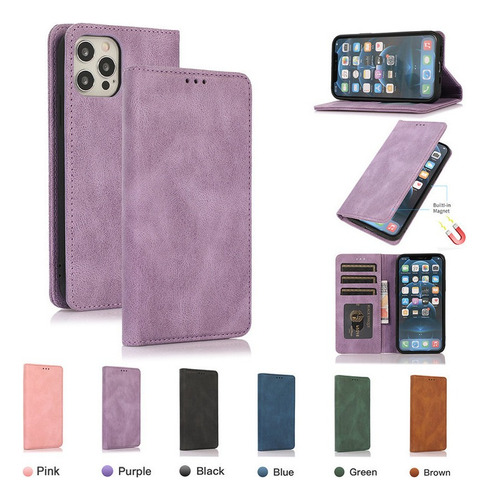 Funda Para Carcasa Celular Tipo Cartera Case De Cuero