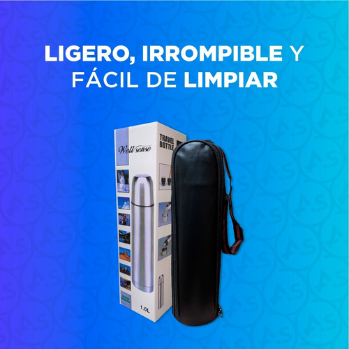 Imagen 6 de 10 de Termo Bala 1 Litro Acero Inoxidable Pico Matero Tapón Mate