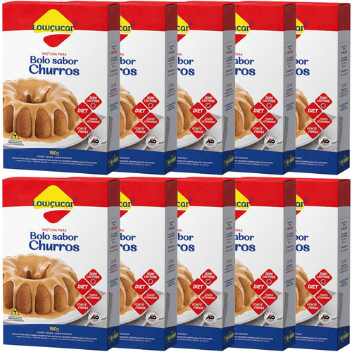 Bolo De Churros Zero Lactose Diet Lowçucar 150g Kit Com 10